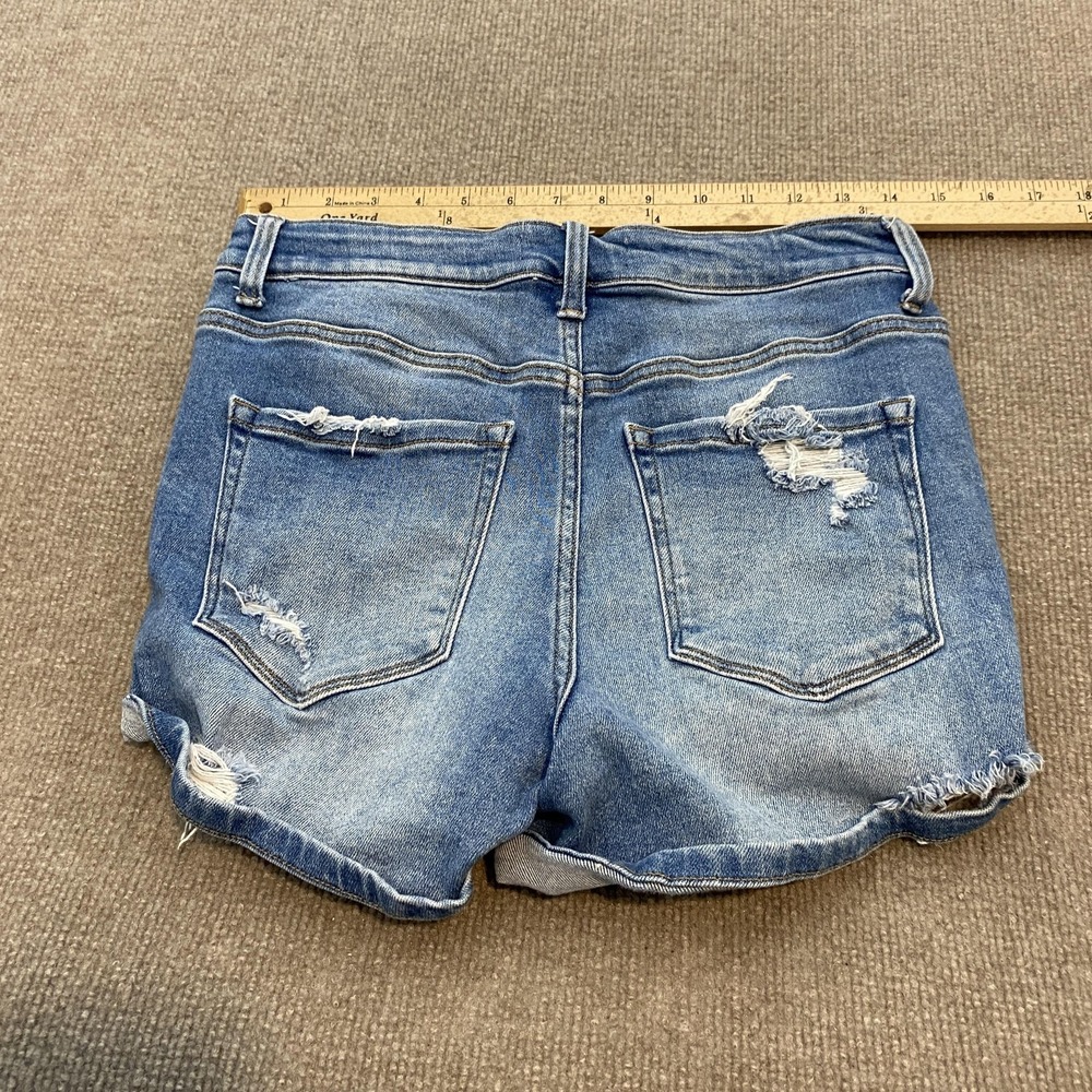 Vervet Cutoff Shorts Womens Medium Blue Distressed Denim Cuffed Stretch VT938 - Picture 6 of 10